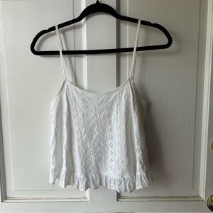 Zara White Eyelet Ruffle Cami